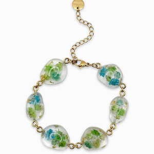 Armband met Steenvormige Hangers Gevuld met Echt Gipskruid uit Luxemburg (Forgotten Gardens)