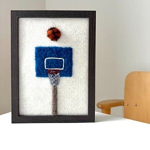 Basketbal - unieke handgemaakte wanddecoratie in wol