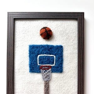 Basketbal - unieke handgemaakte wanddecoratie in wol