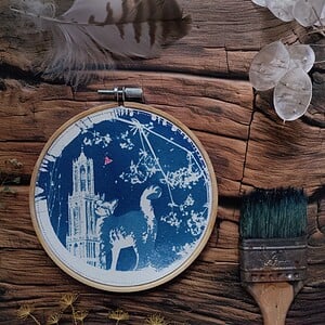 Botanische cyanotype print 'Drikus en de Dom' 2