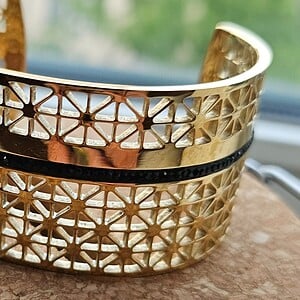 Brede RVS Vergulde Statement Armband – Elegant Design