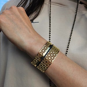 Brede RVS Vergulde Statement Armband â Elegant Design
