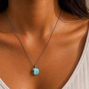 Cayo Sal Herinneringen - RVS ketting met uniek glas hanger