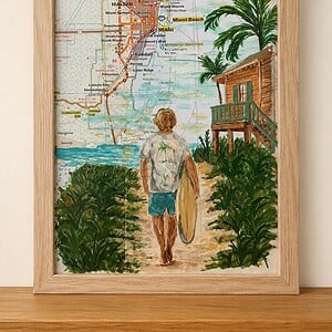 Chasing Waves – origineel kunstwerk op kaart van Miami