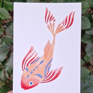 Chinese Fish A6 Kaart, Vis Aquarel Print
