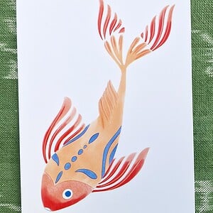 Chinese Fish A6 Kaart, Vis Aquarel Print