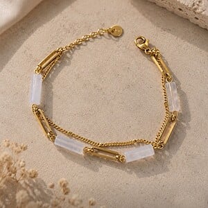 Dubbele armband met Kwarts – RVS 16K verguld
