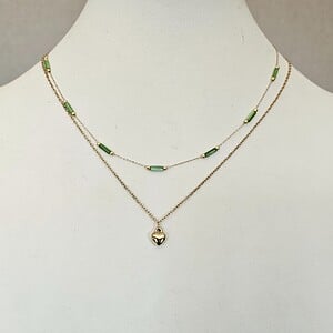 Dubbele ketting RVS verguld met 16K goud – 40 cm