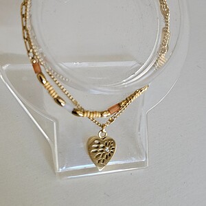 Dubbele RVS armband – 16K goud verguld met hart hanger