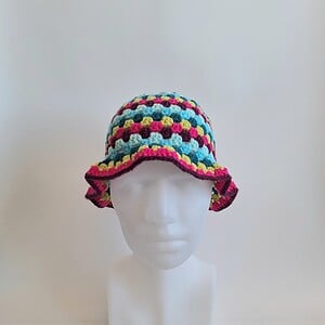 Gehaakte bucket hat | Mintgroen, turquoise, petrol, limegroen, knalroze en aubergine paars
