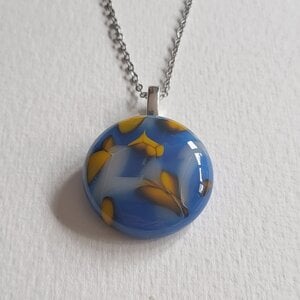 Gouden Vleugels - RVS ketting met uniek glas hanger
