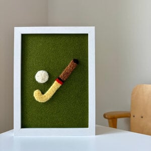 Hockey fun - unieke handgemaakte wanddecoratie van wol