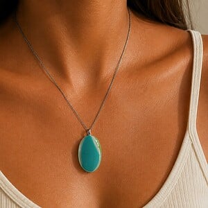 Kustbeweging - RVS ketting met uniek glas hanger
