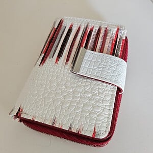 Luxe Jennifer Jones Damesportemonnee van Echt Leer – Rood/Wit Design