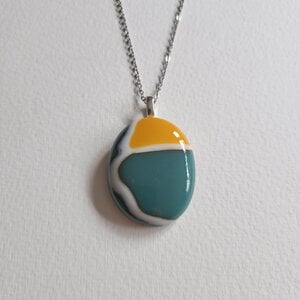 Oceaan Zon - RVS ketting met uniek glas hanger