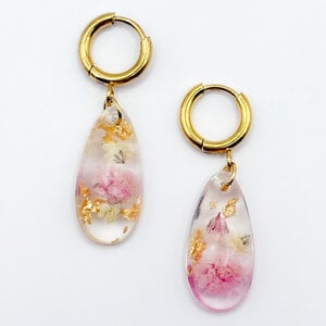Oorbellen met Druppel Hangers en Echte Bloemen