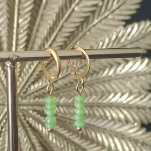 Oorbellen stainless steel met groene jade