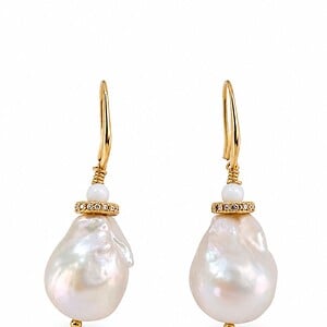 Pearl Lumière | Barokparel Oorbellen met Goud & Zirconia