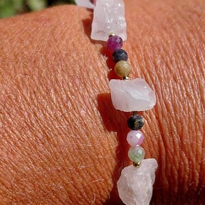 Rosegarden: Armband met ruwe rozekwarts en Indiase agaat