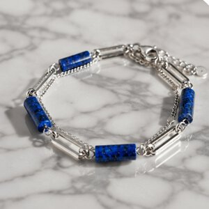 RVS armband met Lapis Lazuli – verstelbaar