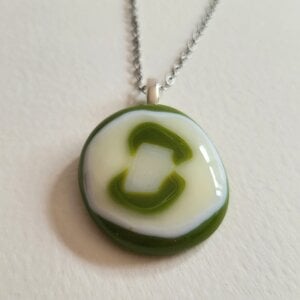 RVS ketting met uniek "Bos Knuffel" glas hanger