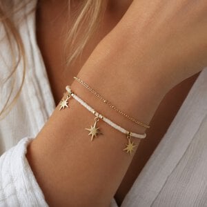 RVS Vergulde Dubbele Armband met Sterretjes