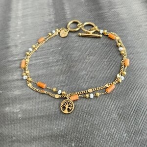 RVS vergulde armband met Jadeiet – 16K goud