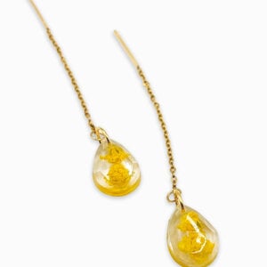 Threader Oorbellen met Druppelvormige Hangers Gevuld met Echte Bloemen uit Amsterdam (Limoncello Romance)