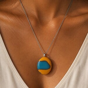 Zomerse Bries - RVS ketting met uniek glas hanger