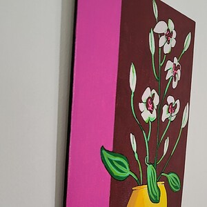 Canvas 21x15 'Witte orchidee' origineel acryl schilderij