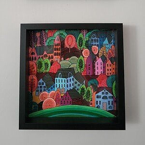 Canvas 'Achter de groene heuvel' origineel canvas schilderij 25x25