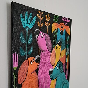 Canvas 'Fusion dog' origineel acryl schilderij 20x20