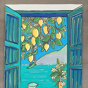 Canvas 'Lemon bay' origineel acryl schilderij 21x15