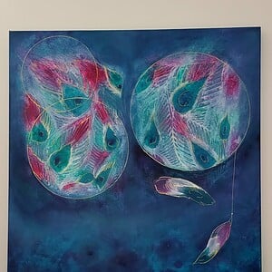 50x50 Canvas op hout 'Dromenvanger' origineel acryl/ecoline schilderij