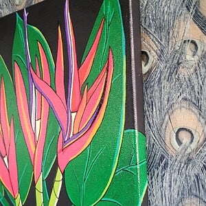 Canvas op hout 'Strelizia' origineel acryl schilderij 30x24