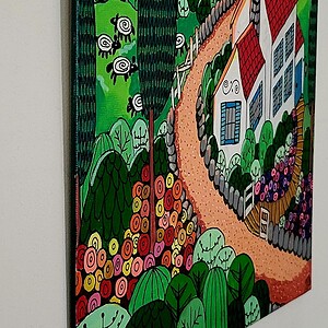 Canvas 'De weg omhoog' origineel acryl schilderij 25x25