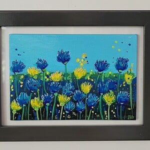 'Korenbloemen' origineel acryl schilderij 10x15