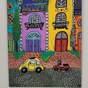 Canvas 'Ergens in Rome' origineel acryl schilderij 21x15