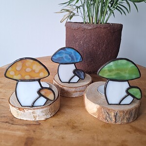 Glas in lood paddenstoelen waxinelichtjes houder