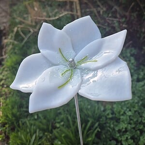 Glasbloem: amaryllis op rvs stang