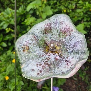 Glazen klaproos op steel - handgemaakte glasbloem