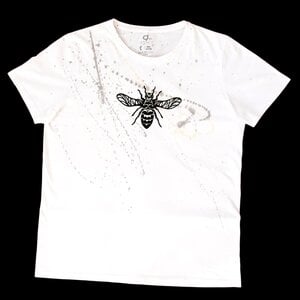 Hand Bedrukt T-Shirt, Geometrisch Insect en Verfspetters, Streetwear Casual, Unisex
