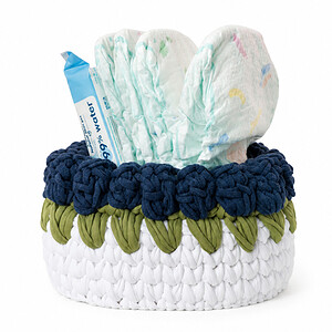 Handgemaakt blauw gehaakt mandje | Opbergmandje voor de babykamer
