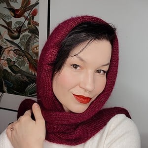 Handgemaakte bordeaux mohair driehoekssjaal