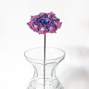 Handgemaakte paars-roze 3D kralenbloem met Miyuki rocailles