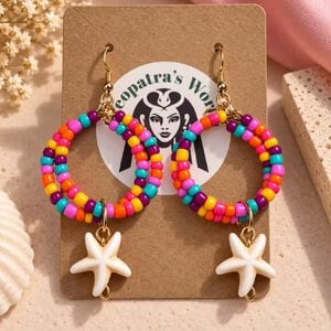 Kleurrijke Kralen Oorbellen met Zeesterren | Zomerse Boho Statement Oorbellen