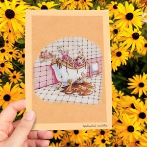 Mudbath varkentjes in een modderbad, art print, 14,8x21 cm(5.8x8.2 inch)