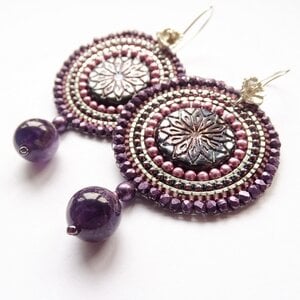 Paarse Bohemian oorbellen met Tsjechisch glas & amethist – 925 zilver