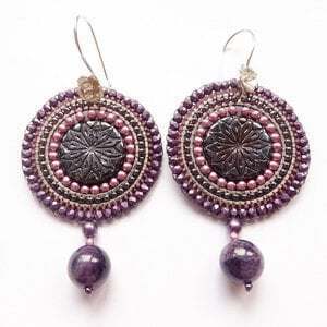 Paarse Bohemian oorbellen met Tsjechisch glas & amethist – 925 zilver