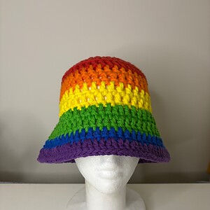 Rainbow Crochet classic buckethat